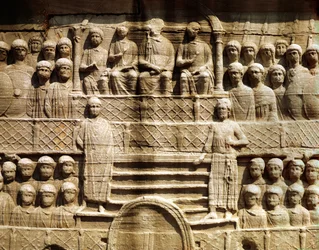 Relief on the Base of the Obelisk of Theodosius I, also known as the Obelisk of Tuthmosis III, from Karnak